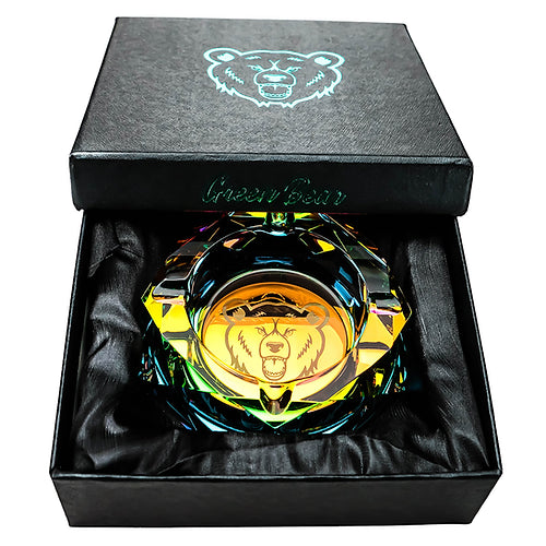 Green Bear Glass Prism Ash Tray