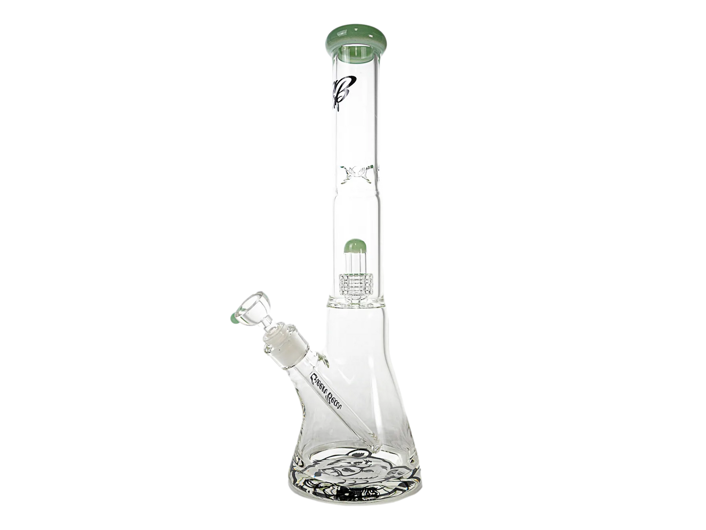Green Bear Glass Thick Bottom Matrix Beaker Bong