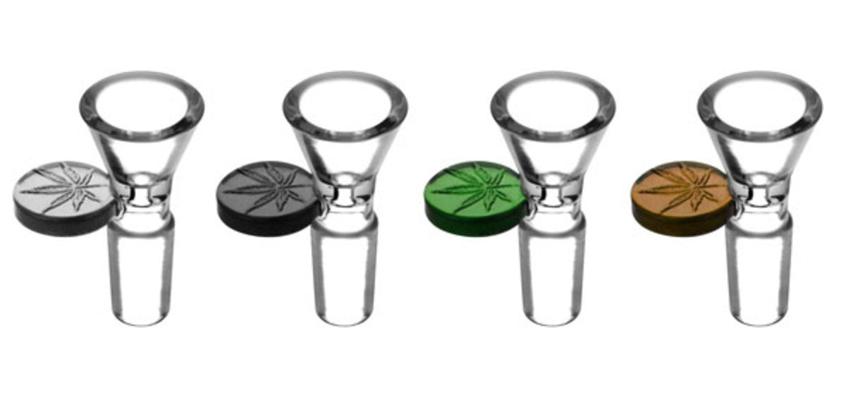 Herb Slide w/ Embossed Leaf Tab 14mm Male / Colors Vary