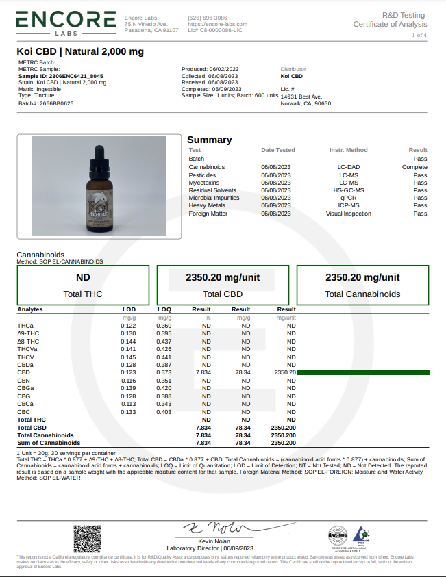 Koi Naturals CBD Oil Tincture 2000mg