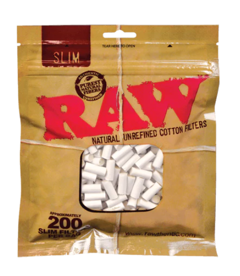 RAW Slim Cotton Filter Plugs 200pk Bag