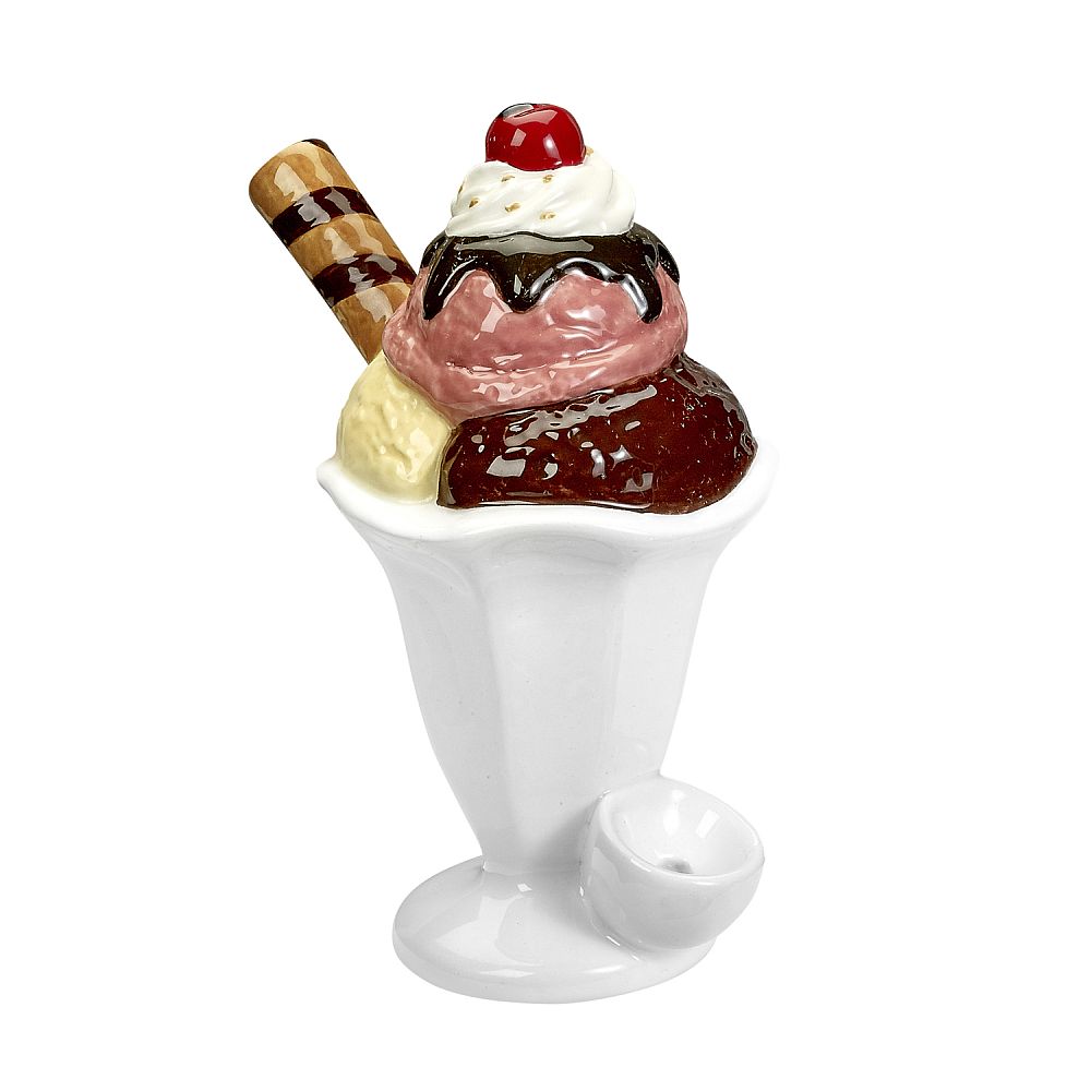 Fashion Craft Ceramic Ice Cream Sundae Hand Pipe