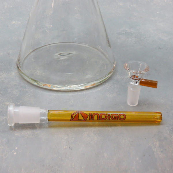 Indigo Beaker-Style 9mm Glass Water Pipe w/Ice Catch & Diffused Downstem 18"