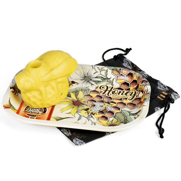 Art Of Smoke Bumble Bee Ceramic Pipe w/ Rolling Tray & Bag