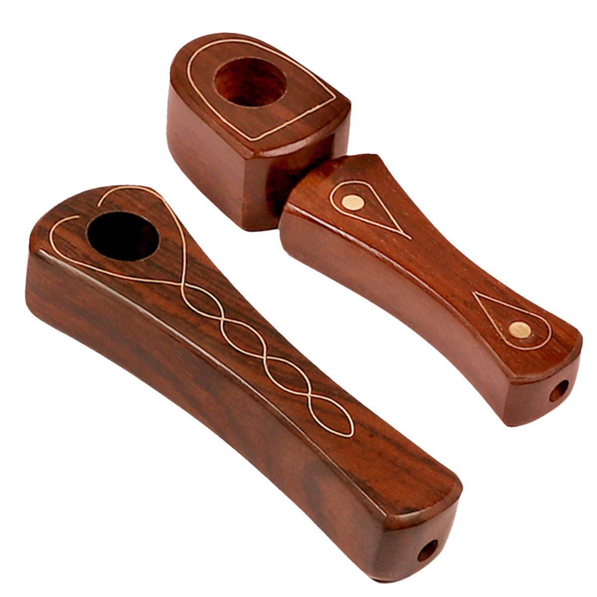 AFG Distribution Brass Inlaid Wood Spoon Pipe