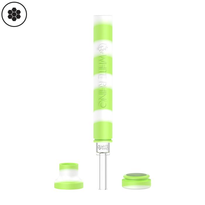 White Rhino Dabtainer Glow In The Dark Silicone Straw with Quartz Tip and Storage