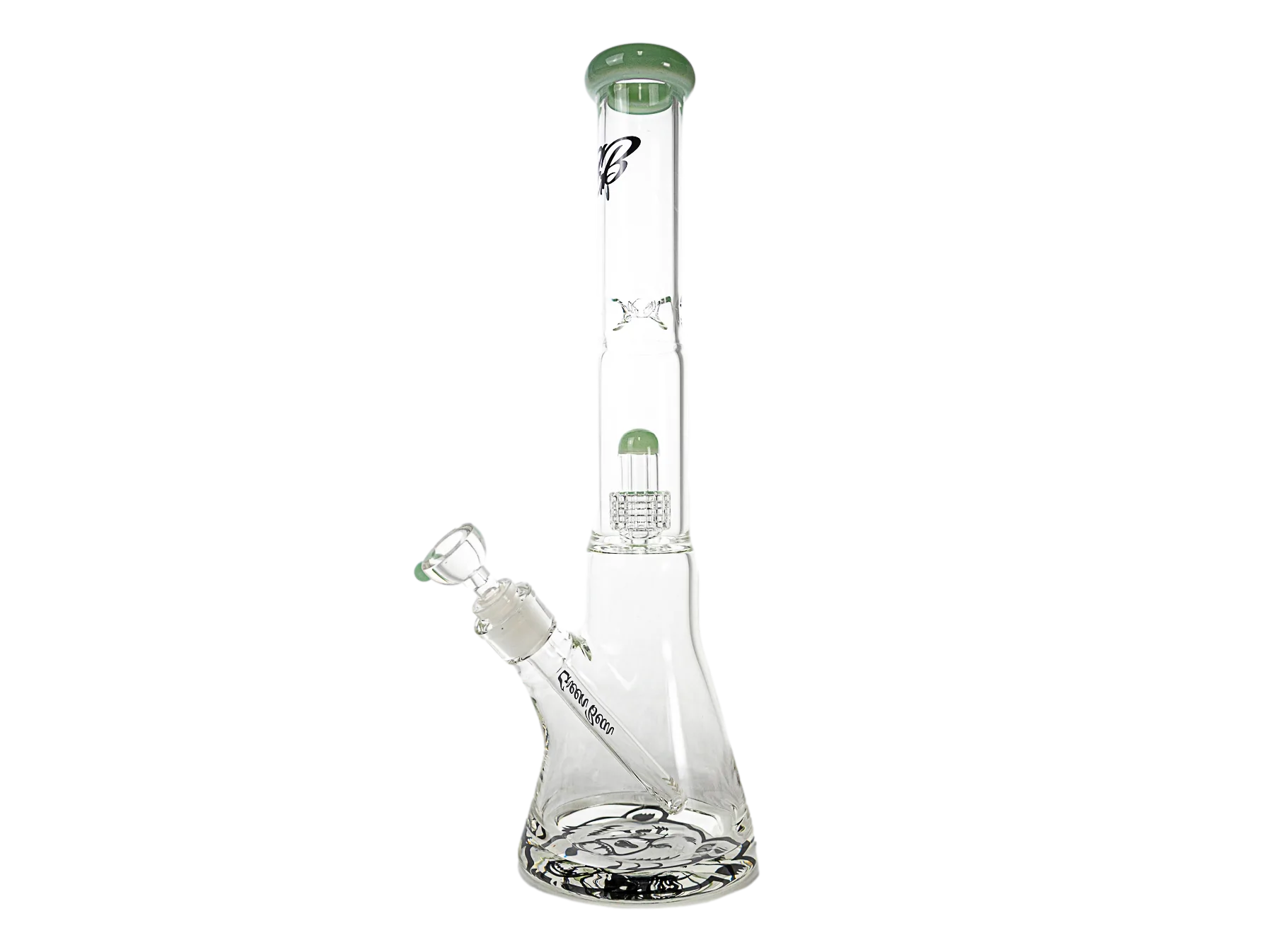 Green Bear Glass Thick Bottom Matrix Beaker Bong