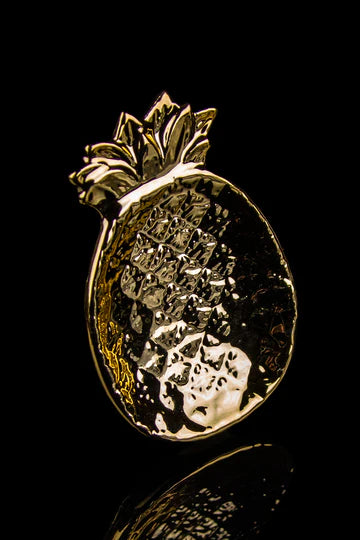 Art of Smoke Gilded Pineapple Ceramic Hand Pipe and Dish