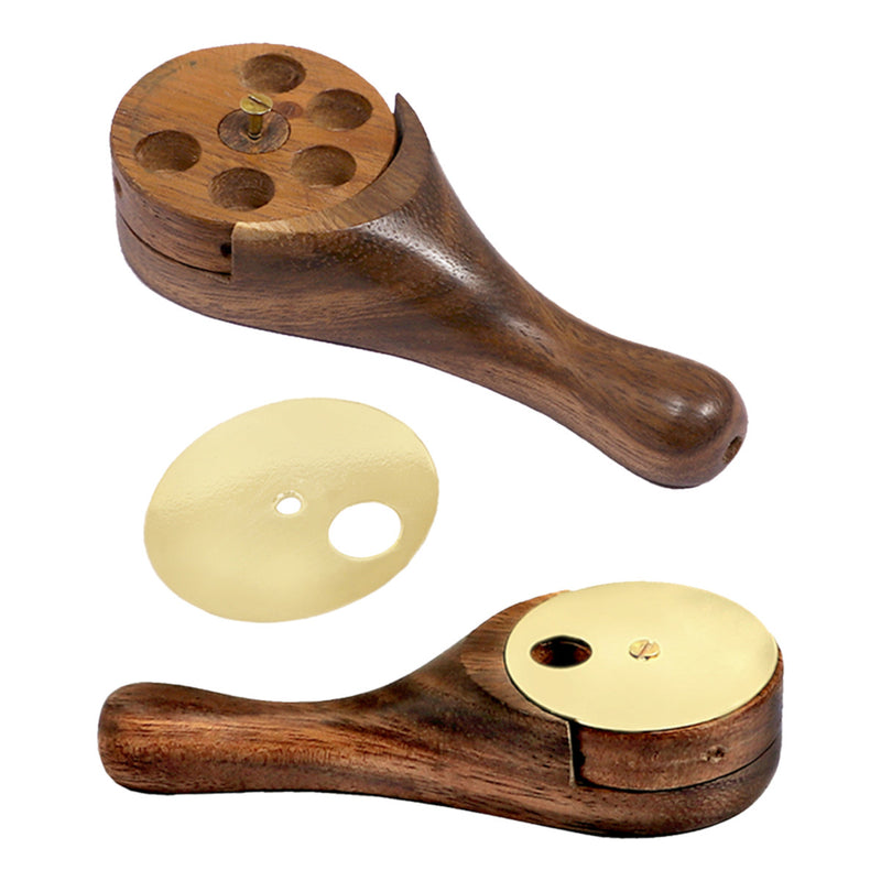 AFG Distribution Revolving 5 Hitter Wood Pipe w/ Polished Brass Lid