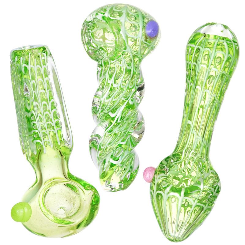 AFG Distribution Slime Green Spiderwebs Glass Handpipe