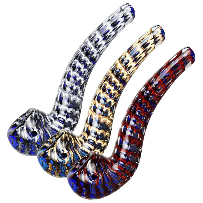 Striated Two Tone Bubbly Glass Long Pipe