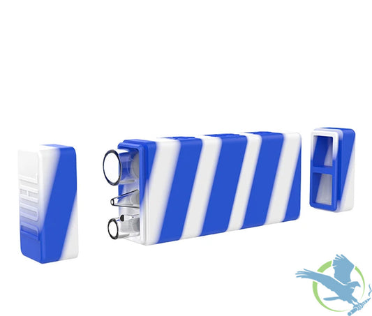 White Rhino Dual Container With Quartz Glass Straw + Chillum - Assorted Colors
