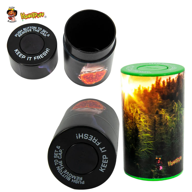 Honey puff Vacuum Sealed Acrylic Stash Jar Assorted Designs