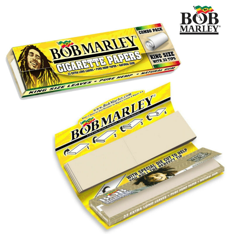 Bob Marley Pure Hemp King Size Rolling Papers w/ Tips Combo Pack